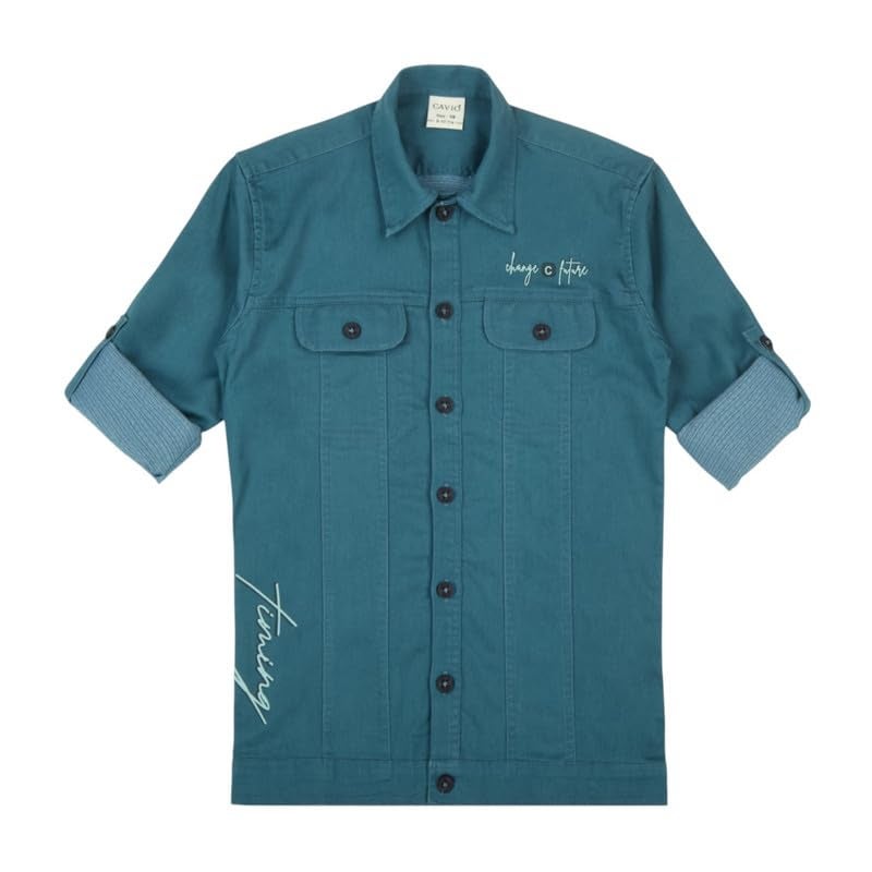 CHARCHIT Boys Plain Full Sleeve Jacket with Regular Fit T-Shirt - Blue - Image 3