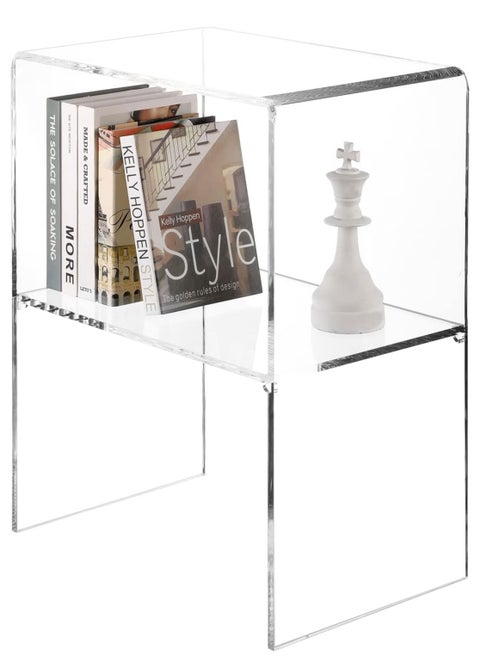 Acrylic Modern Design Clear Decorative End Table/Home Decor Display Nightstand w/ 2 Shelves side table - 10mm