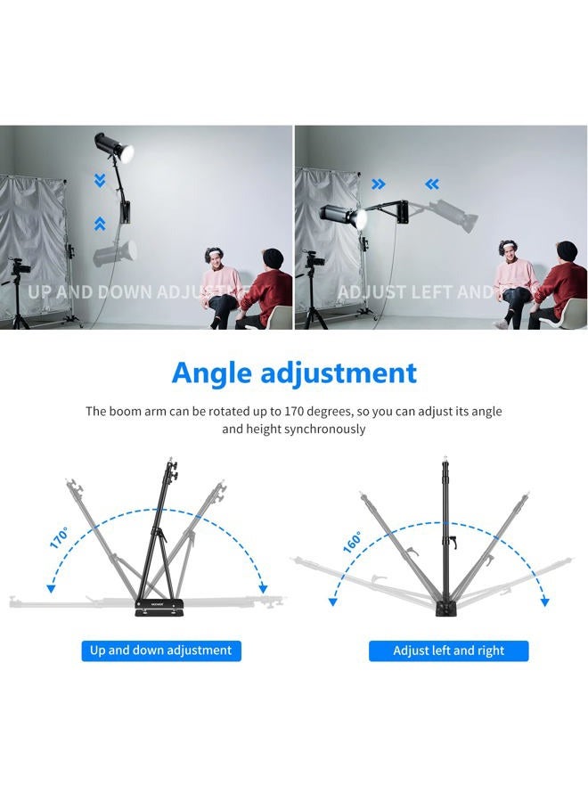 Neewer 2-Pack Triangle Wall Mounting Boom Arm for Photography Studio Video Strobe Lights Monolights Softboxes Umbrellas Reflectors,180 Degree Flexible Rotation,Max Length 70.8 inches/180CM (Black) - Image 3