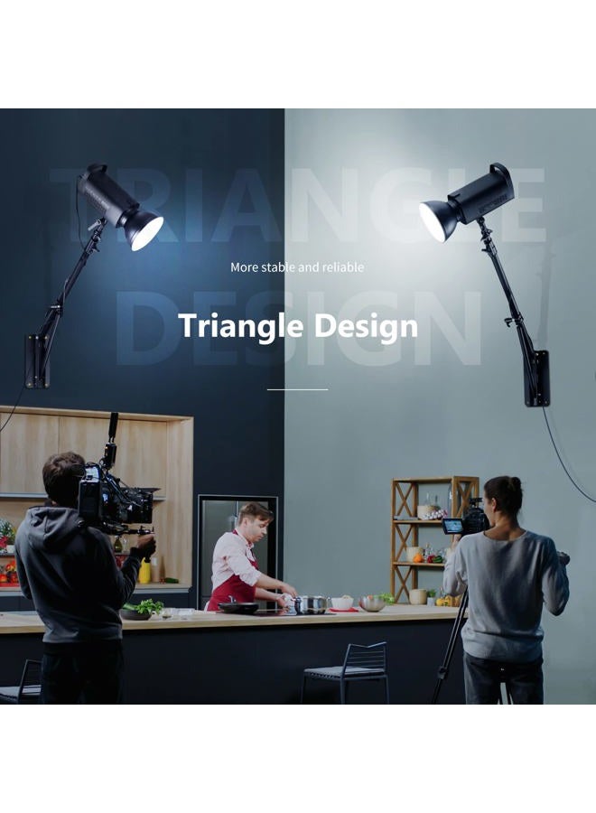 Neewer 2-Pack Triangle Wall Mounting Boom Arm for Photography Studio Video Strobe Lights Monolights Softboxes Umbrellas Reflectors,180 Degree Flexible Rotation,Max Length 70.8 inches/180CM (Black) - Image 5