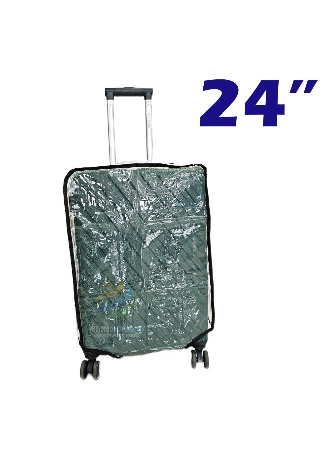 Clear PVC Rolling Suitcase Protector – Transparent Luggage Cover, Waterproof, Dustproof, and Scratch-Resistant Travel Case Cover with Elastic Fit, Reusable for Check-in Bags (24inch) - Image 1