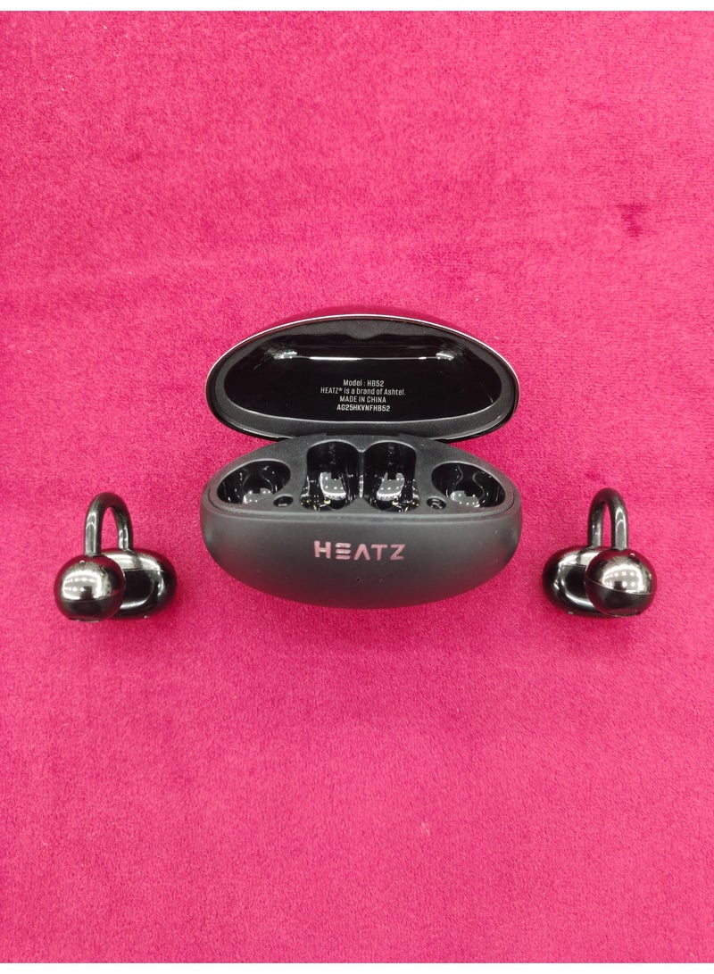 هيتز سماعات أذن لاسلكية مفتوحة الأذن Heatz HB52 | تقنية بلوتوث لإلغاء الضوضاء ENC | مكالمات واضحة بتقنية الذكاء الاصطناعي | تثبيت آمن بتقنية C-Bridge | شحن سريع | مناسبة للرياضة والاستخدام اليومي | أسود - Image 2