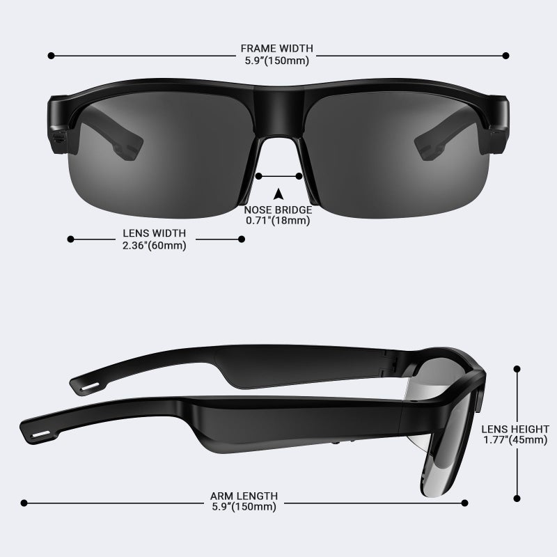 LVTEL Smart Glasses, Polarized Bluetooth Sunglasses, Built-in Mic & Speakers, Voice Assistant, UV Protection Audio Sun Glass - Image 4