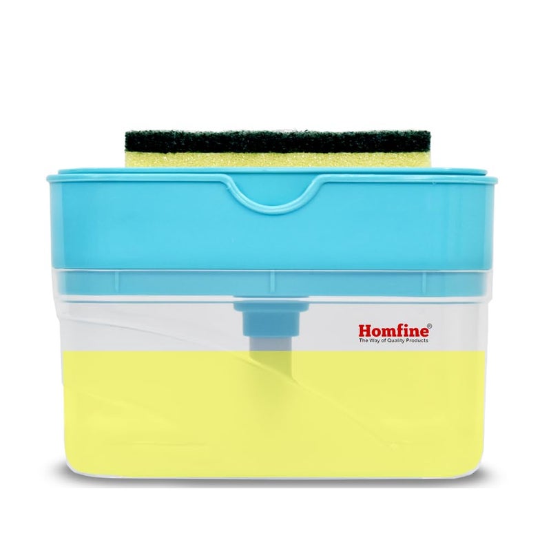 Homfine 2 in 1 Kitchen Liquid Soap Dispenser for Kitchen Sink Accessories Dishwasher Liquid Dispenser Pump 400 ML with Sponge Holder (Multi-Color, 1Pc) - Image 1