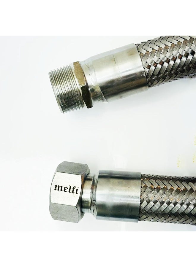 melfi 1 Inch Male And Female Corrugated Electrical Proof Pipe Braided Stainless Steel Flexible Conduit Metal Hose (60 Cm Female 1 Inch X Male 1 Inch)  - Image 1
