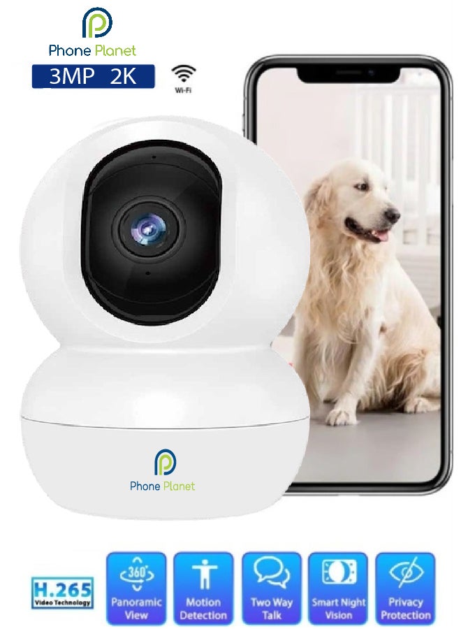 Phone Planet Camera Wifi 3Mp IP IP Camera Ultra HD Wireless Indoor Smart Home WiFi 360 Degree PT Security and Convenience in Your Home - Image 1