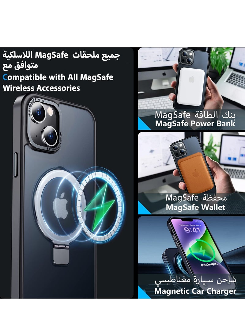 ايليجو جراب مغناطيسي لموبايل ايفون 14 من ايليجو مع حامل غير مرئي متوافق مع غطاء حماية ماج سيف مضاد للصدمات، جراب موبايل رفيع غير لامع شفاف مع مغناطيس لموبايل ابل 14 (2022) (اسود)  - Image 2