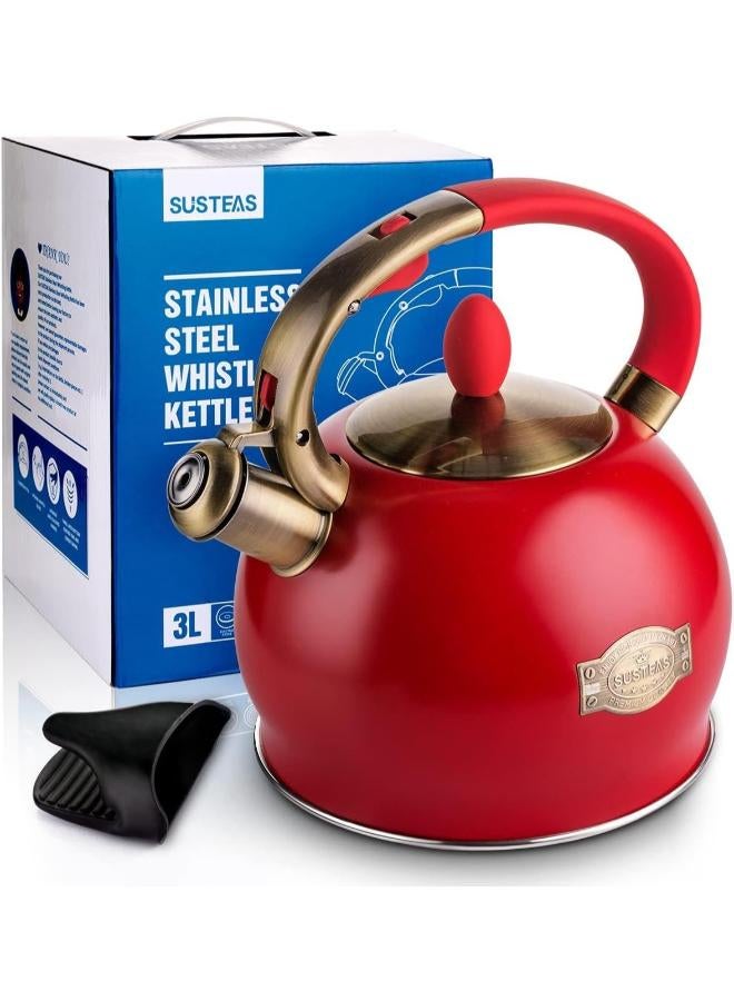 Surgical Stainless Steel Tea Kettle with Cool Touch Ergonomic Handle, Includes Free Silicone Pressure Glove - Image 2