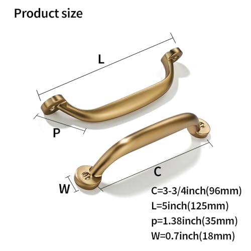 CABDM 10 Pack 334 inch Hole Center Brushed Brass Cabinet Pulls Heavy Duty Solid Drawer Honey Bronze Hardware Handles Kitchen Vanity Bathroom Handles - Image 3