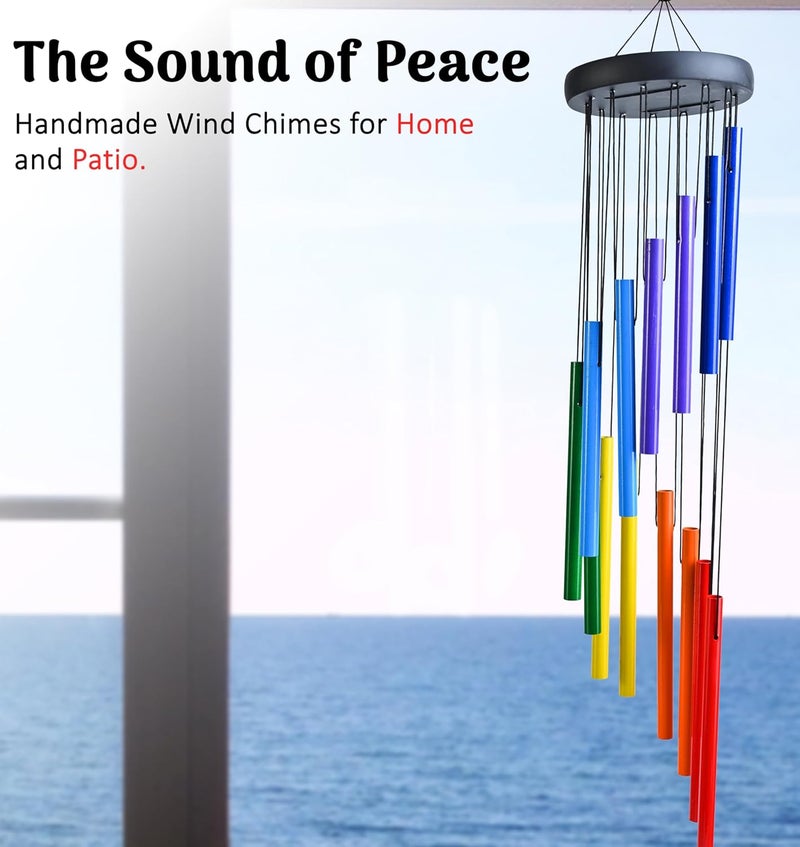 ZAICUS 27 Inch Metal Wind Chimes – Vibrant Multicolor Hanging Windchime for Garden, Patio, Balcony, and Home Décor - Image 3