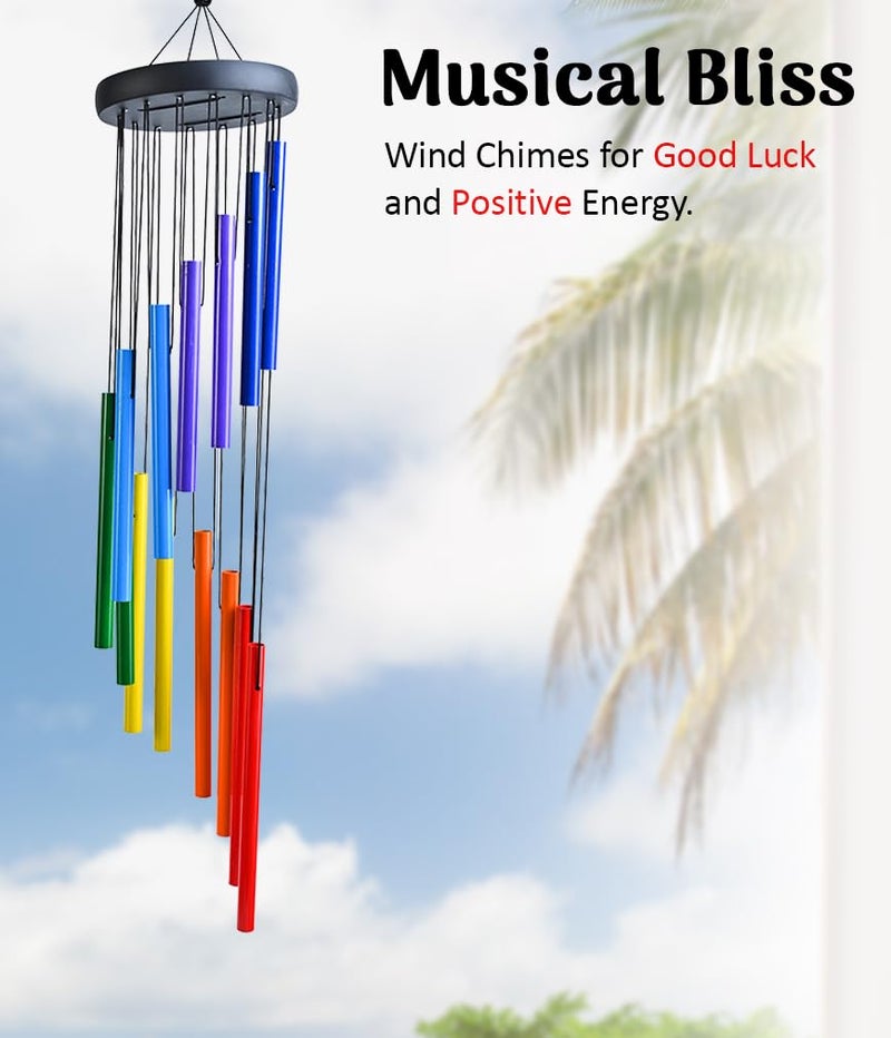 ZAICUS 27 Inch Metal Wind Chimes – Vibrant Multicolor Hanging Windchime for Garden, Patio, Balcony, and Home Décor - Image 2