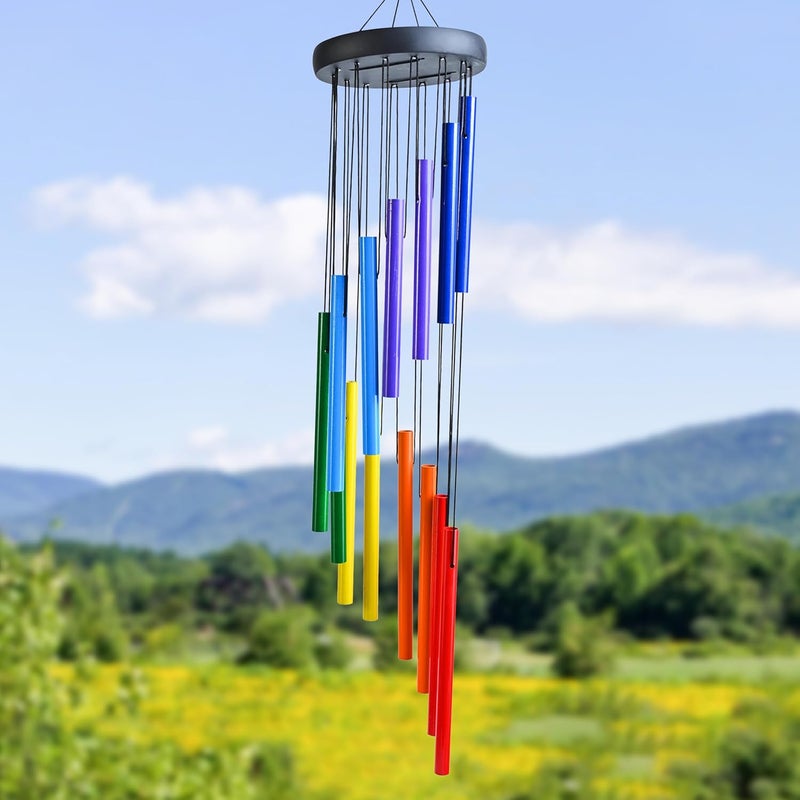ZAICUS 27 Inch Metal Wind Chimes – Vibrant Multicolor Hanging Windchime for Garden, Patio, Balcony, and Home Décor - Image 1