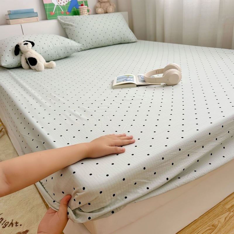 3 Piece Double Gauze Fitted Sheet And Pillowcase Set In Language Of Flowers Pattern Breathable Soft Fabric 110 Gsm Skin Friendly 11 81 12 6 Inch Deep Pocket 55 12 By 78 74 Inch Fitted Sheet With 2 Pillowcases - Image 1
