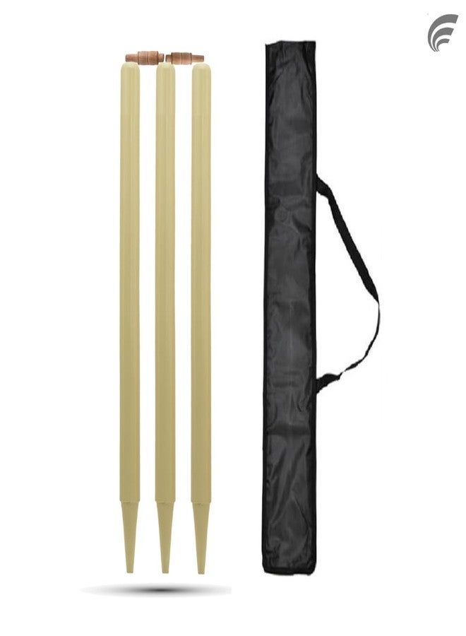 Frixan Cricket Stumps, Wooden Set of 3 with Bails and Cover Bag, Standard Size 89cm, Wood Cricket Wickets - Image 3
