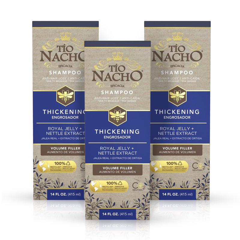 Tio Nacho Anti Hair Loss Thickening Volume Filler Shampoo with Royal Jelly & Rosemary, Volumizing & Body-Boosting Hair Care, 14 Fluid Ounces (Pack of 3)
