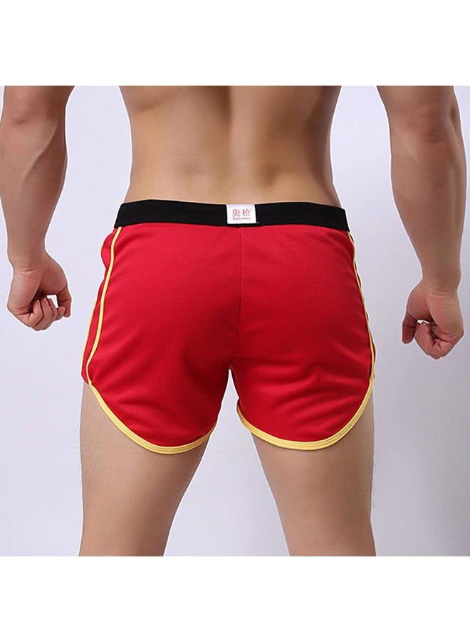 Rexcyril Men's Running Workout Bodybuilding Gym Shorts Athletic Sports Casual Short Pants, Red, L - Image 4