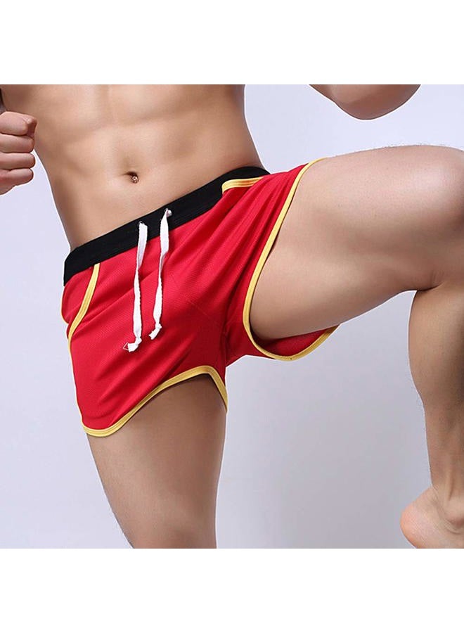 Rexcyril Men's Running Workout Bodybuilding Gym Shorts Athletic Sports Casual Short Pants, Red, L - Image 2