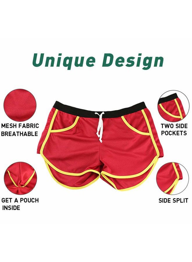 Rexcyril Men's Running Workout Bodybuilding Gym Shorts Athletic Sports Casual Short Pants, Red, L - Image 5