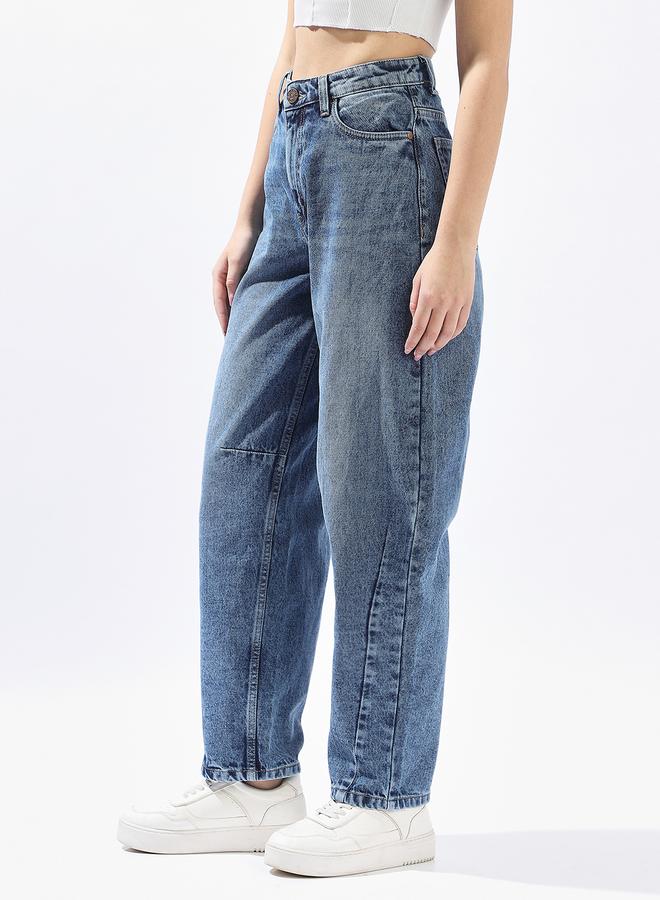 HIGH STAR Women Balloon Fit High-Rise Light Fade Cotton Jeans - Image 3