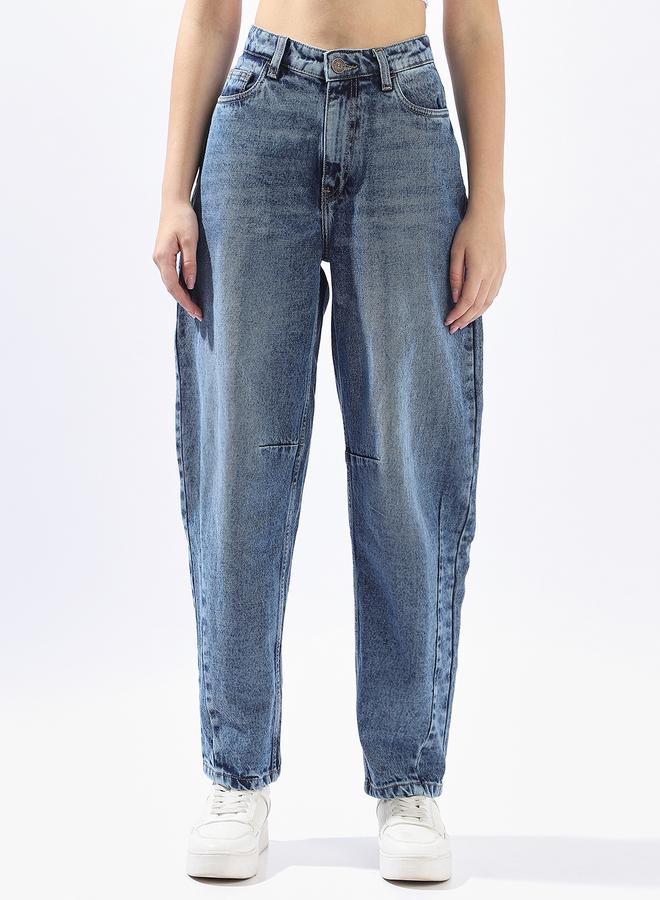HIGH STAR Women Balloon Fit High-Rise Light Fade Cotton Jeans - Image 5
