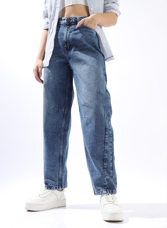 HIGH STAR Women Balloon Fit High-Rise Light Fade Cotton Jeans - Image 2