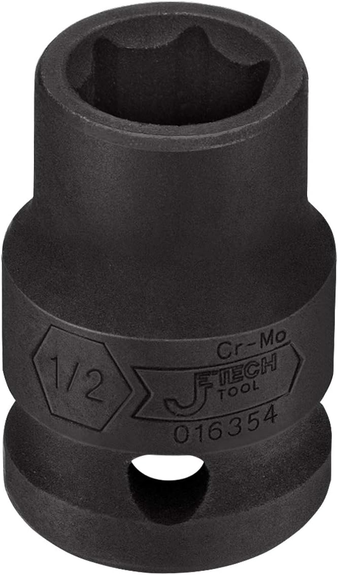Jetech 1/2 Inch Drive 1/2 Inch Standard Impact Socket, Chrome Molybdenum Alloy Steel, 6-Point Hex Shallow Socket, Heat Treated, SAE - Image 2