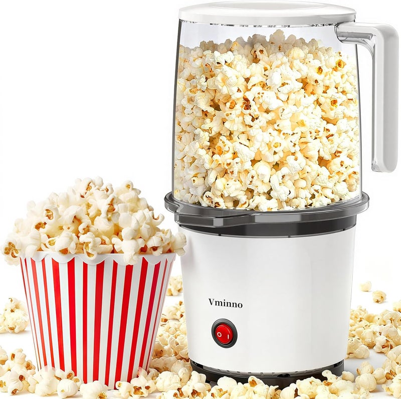 Vminno Quick & Easy Hot Air Popcorn Popper Maker with Built-In Serving Bowl, 2 Quarts, Etl Certified, No Oil Popcorn Poppers for Home with On/Off Switch for Family Movie Nights, Parties - Image 1