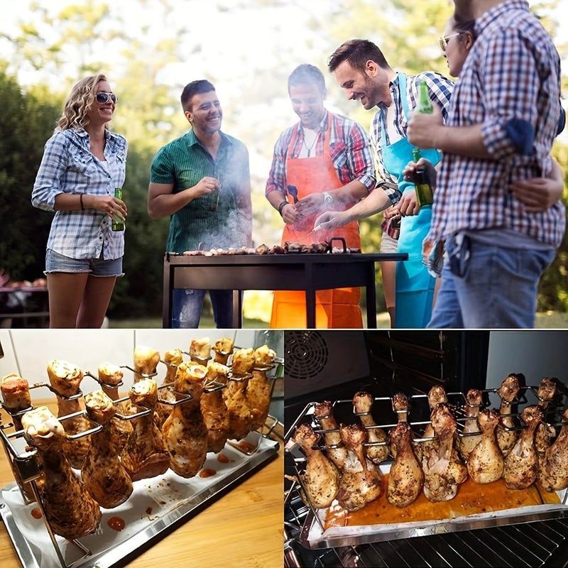 14 Slots Stainless Steel Chicken Leg Wing Rack 2pcs Baking Tray Boxed for Smoker Grill Oven - Image 5