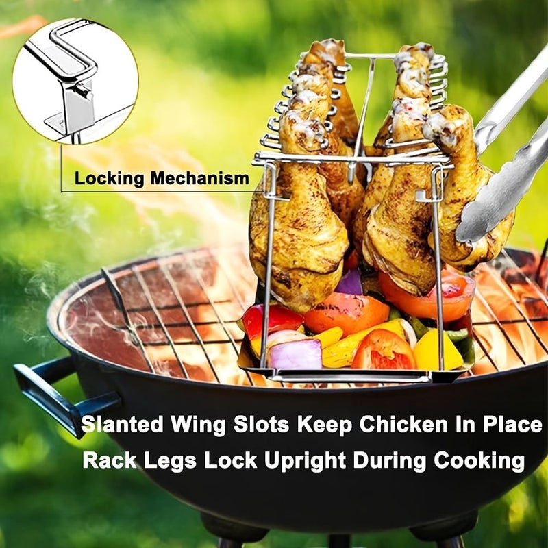 14 Slots Stainless Steel Chicken Leg Wing Rack 2pcs Baking Tray Boxed for Smoker Grill Oven - Image 4