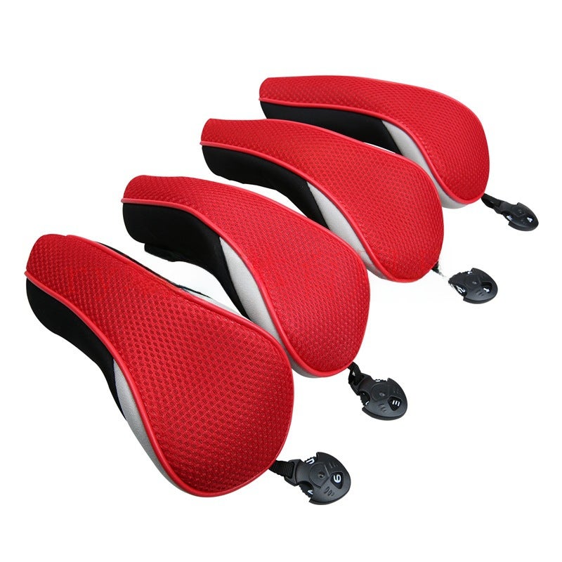 Generic Golf Club Head Covers Set, Hybrid Mesh, Multi-Color Red