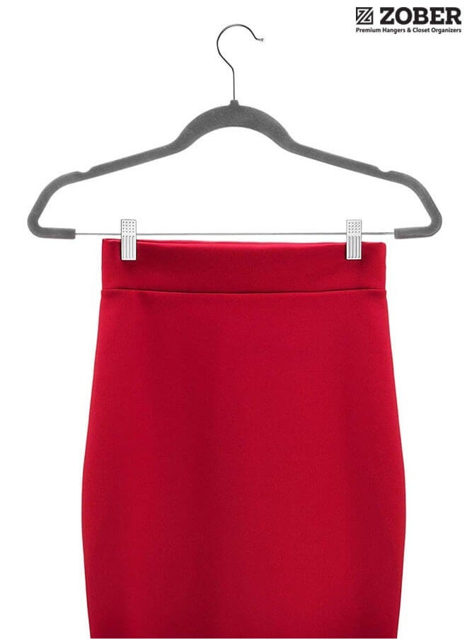 ZOBER 20 Pack Premium Velvet Skirt Hangers with metal clips  - Image 4