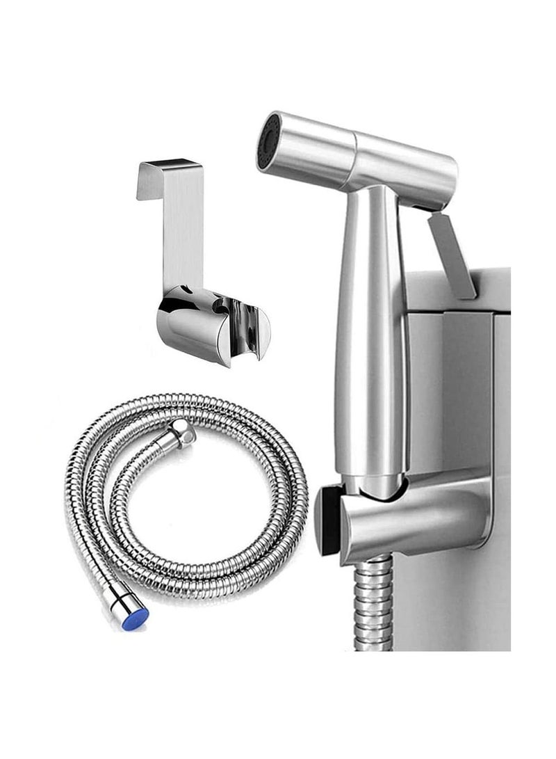 Bidet Spray Shower Handheld Sprayer for Toilet Wash Jet Diverter with Pressure Controllable 304 Stainless Steel Head Hose and Holder for Self Cleaning Shattaf Set  - Image 1