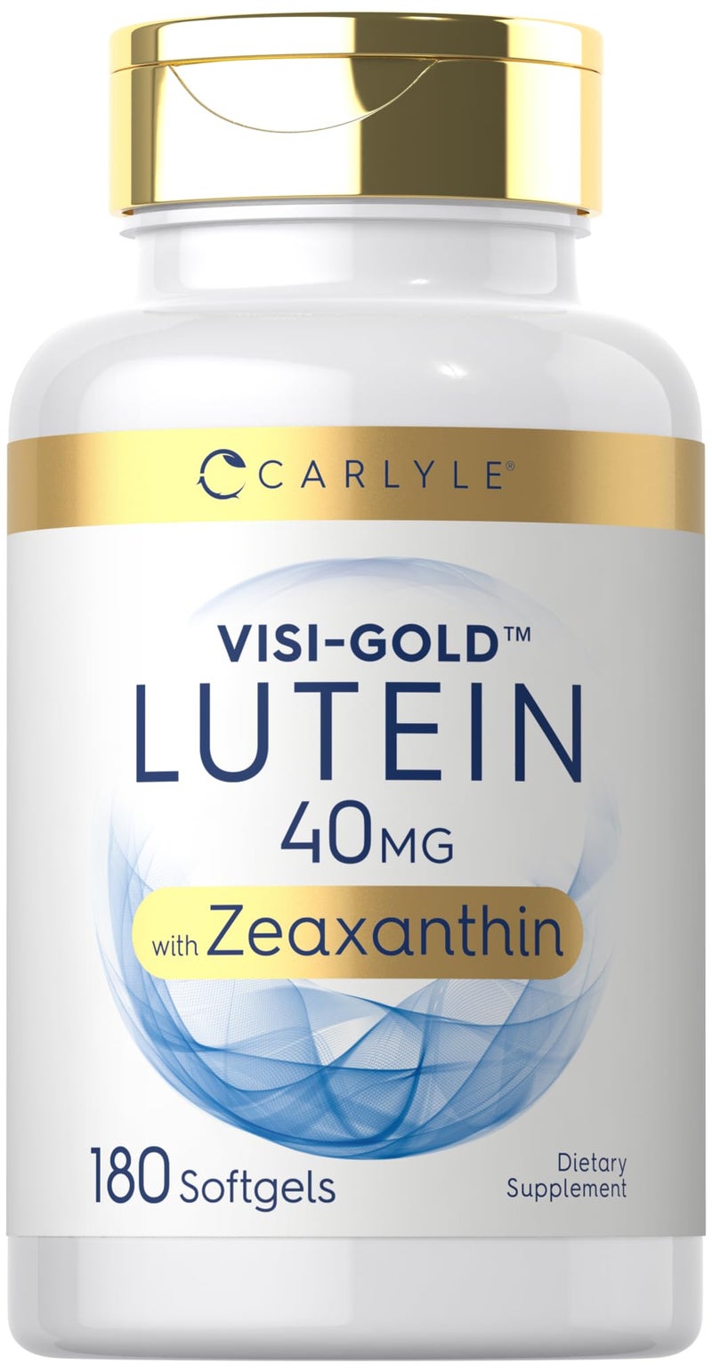 Carlyle Lutein and Zeaxanthin Supplement 40mg 180 Softgels Pills for Eyes Eye Health Vitamins VisiGold NonGMO and Gluten Free
