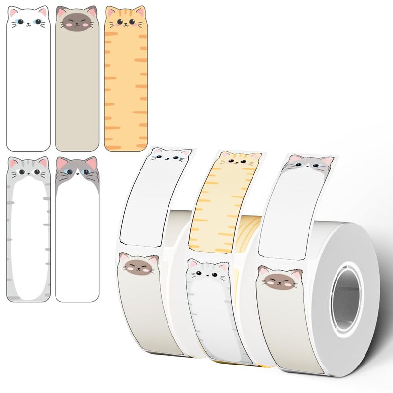 Phomemo D30 Label Maker Tape, Black on Cats Patterns Vertical Label Tape, Special Shapes Pre-Cut Self-Adhesive Sticker Thermal Paper Label Tag, 12 x 40mm (0.47 x 1.57) 3-Roll - Image 1