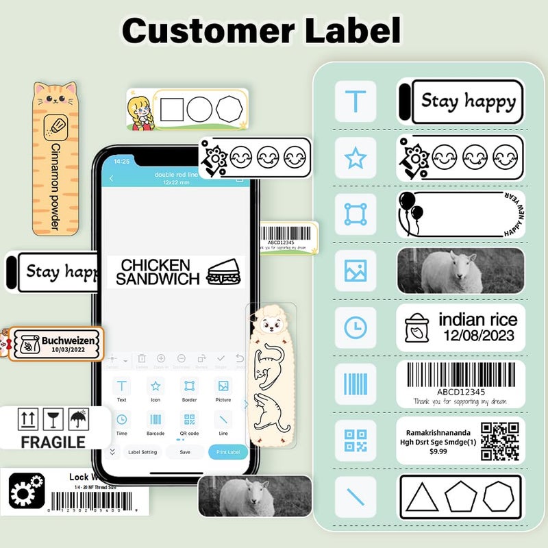 Phomemo D30 Label Maker Tape, Black on Cats Patterns Vertical Label Tape, Special Shapes Pre-Cut Self-Adhesive Sticker Thermal Paper Label Tag, 12 x 40mm (0.47 x 1.57) 3-Roll - Image 4