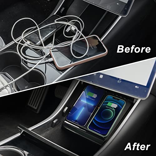 TAPTES for Tesla Model 3 Wireless Charger [2020 Version], Wireless Phone Charging Pad M3 Accessories for iPhone 14/13/12Pro/12/Enabled Phones-Compatible for Tesla Model 3(Before Jun 2020) - Image 2
