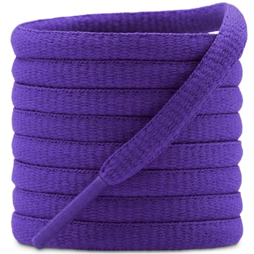 DELELE 2Pair Oval Shoes laces 42 Colors Half Round 1/4" Athletic ShoeLaces for Sport/Running Shoes Shoe Strings Dark Purple -45 inch - Image 1
