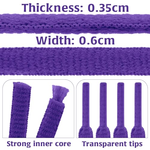 DELELE 2Pair Oval Shoes laces 42 Colors Half Round 1/4" Athletic ShoeLaces for Sport/Running Shoes Shoe Strings Dark Purple -45 inch - Image 3