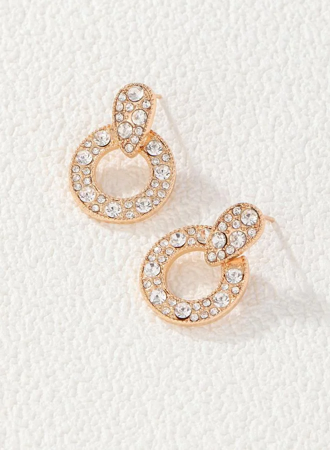 Take Two Hoop Drop Rhinestone Earrings