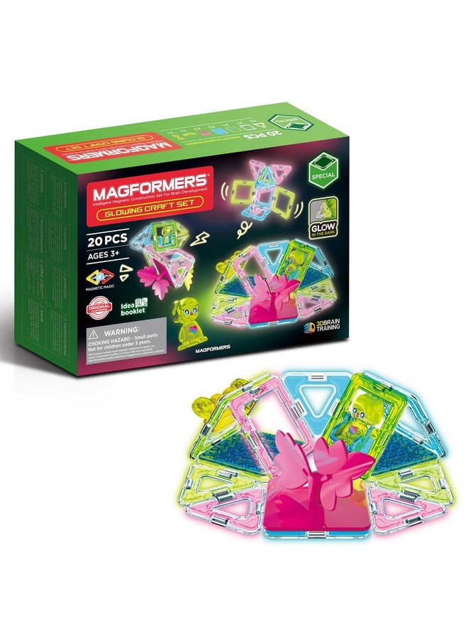 Magformers Magformers Glowing Craft 20-Piece Set | Magnetic Tiles Building Blocks, Educational Kit, STEM Toy Set | Magnetic Building Tiles for Kids to Develop Problem-Solving Abilities and Shape Recognition  - Image 1