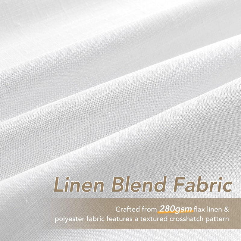 Nanspring White Linen Blackout Curtains 84 Inches Long For Bedroom Modern Elegant White Black Out Curtains Cotton Textured Grommet Thermal Insulated Light Blocking Drapes For Living Room Patio Sliding Door - Image 5