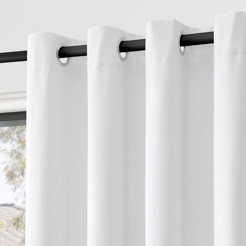 Nanspring White Linen Blackout Curtains 84 Inches Long For Bedroom Modern Elegant White Black Out Curtains Cotton Textured Grommet Thermal Insulated Light Blocking Drapes For Living Room Patio Sliding Door - Image 3