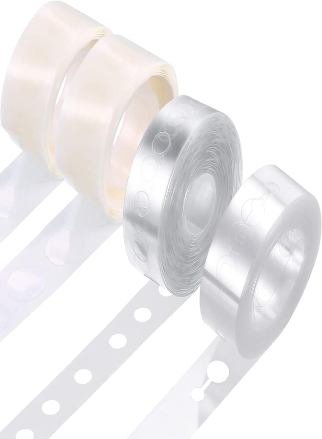 Tatuo Balloon Arch Kit Balloon Garland Decorating Strip Kit 2 Rolls Balloon Tape Strips with 2 Rolls Balloon Glue Point Dots Stickers (Single and Double Hole)