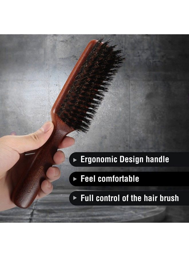 O BRUSHZOO Brushzoo Hair Brush For Men 100% Boar Bristle Hair Brush For Thin Fine Normal Hair Beech Handle Hairbrush For Hair & Beard - Image 3
