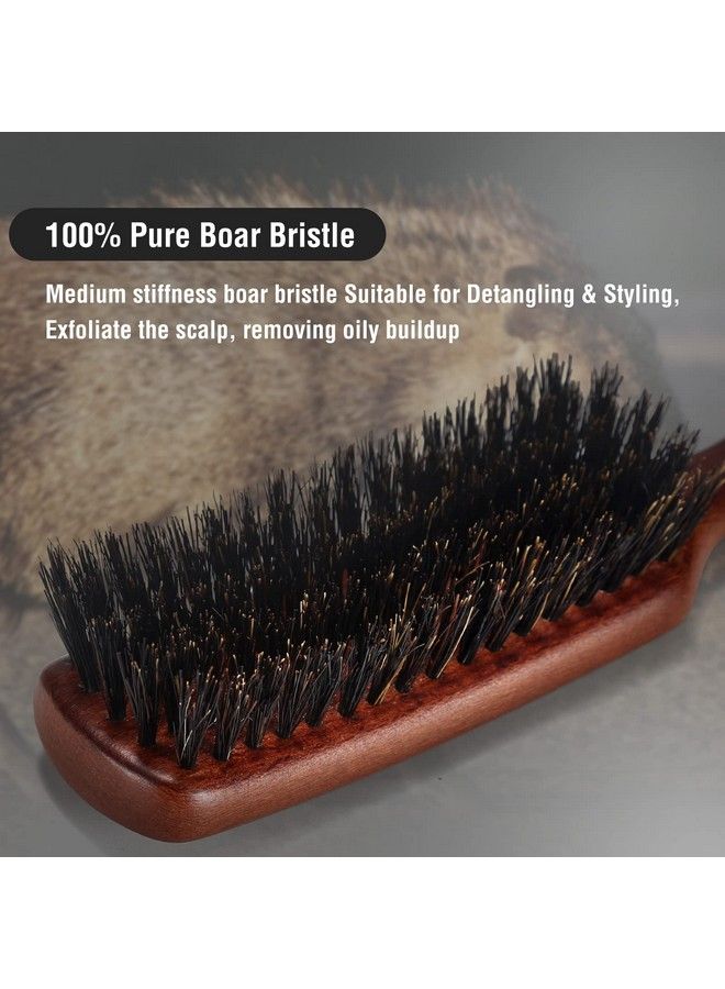 O BRUSHZOO Brushzoo Hair Brush For Men 100% Boar Bristle Hair Brush For Thin Fine Normal Hair Beech Handle Hairbrush For Hair & Beard - Image 4