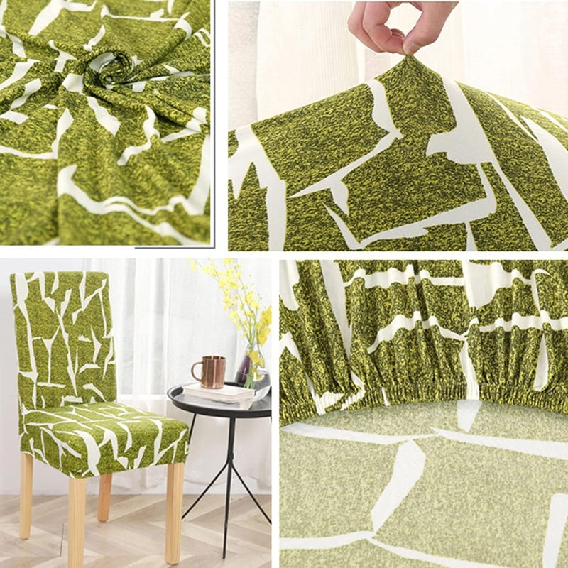 6PCS Dining Chair Covers with Printed Patterns Polyester Stretch Dining Room Chair Slipcovers Removable Available Chair Covers for Kitchen、Banquet、Hotel and Party(Impressionism-Green) - Image 2