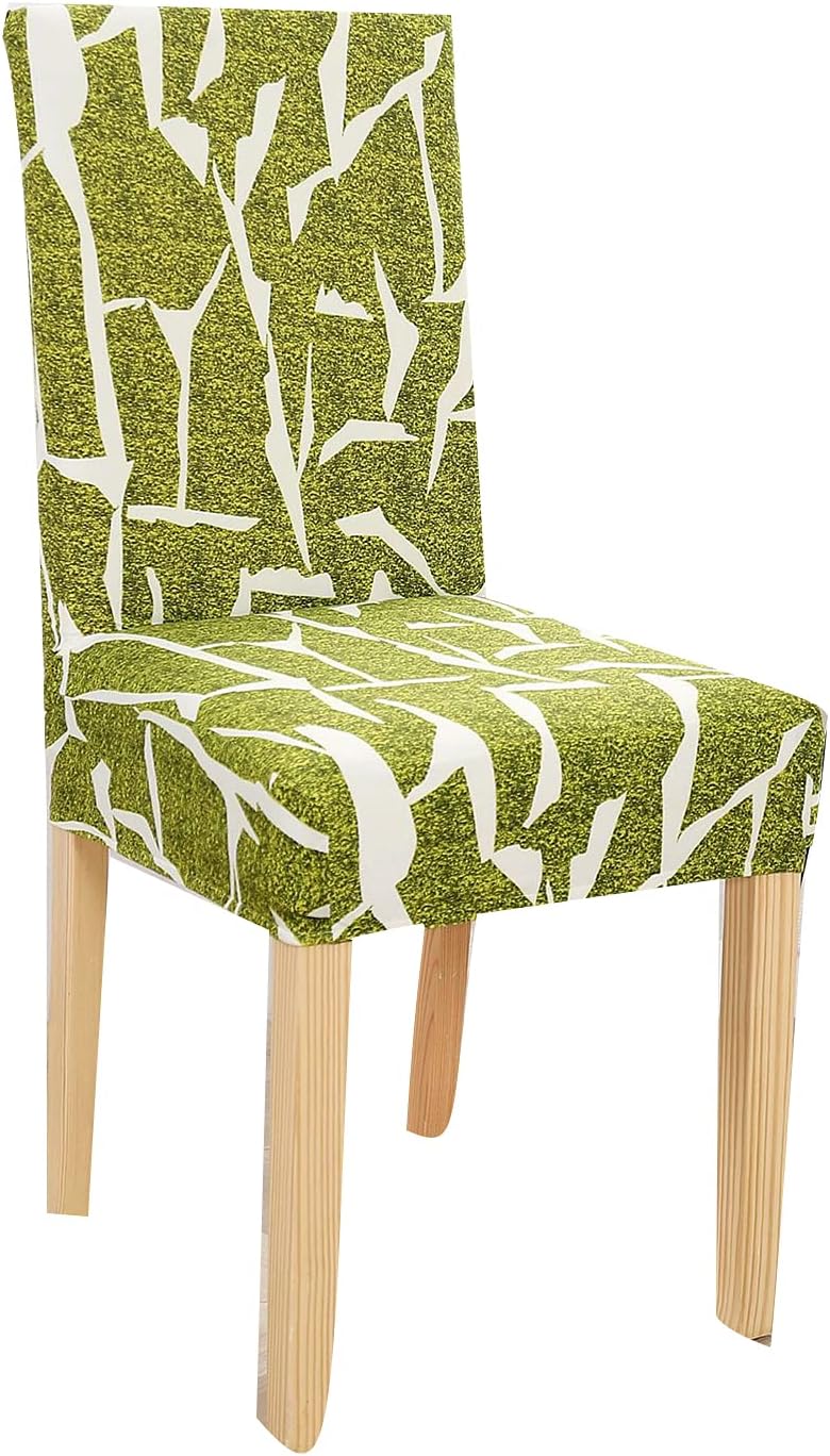 6PCS Dining Chair Covers with Printed Patterns Polyester Stretch Dining Room Chair Slipcovers Removable Available Chair Covers for Kitchen、Banquet、Hotel and Party(Impressionism-Green) - Image 1