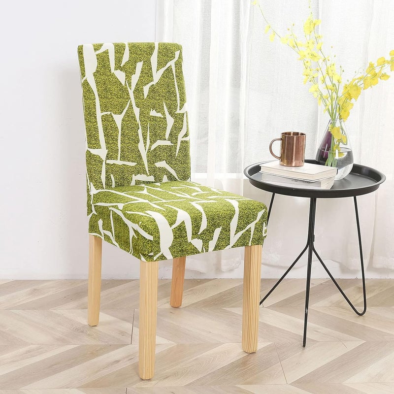 6PCS Dining Chair Covers with Printed Patterns Polyester Stretch Dining Room Chair Slipcovers Removable Available Chair Covers for Kitchen、Banquet、Hotel and Party(Impressionism-Green) - Image 4