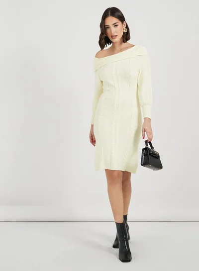 Styli Off-Shoulder Knit Dress