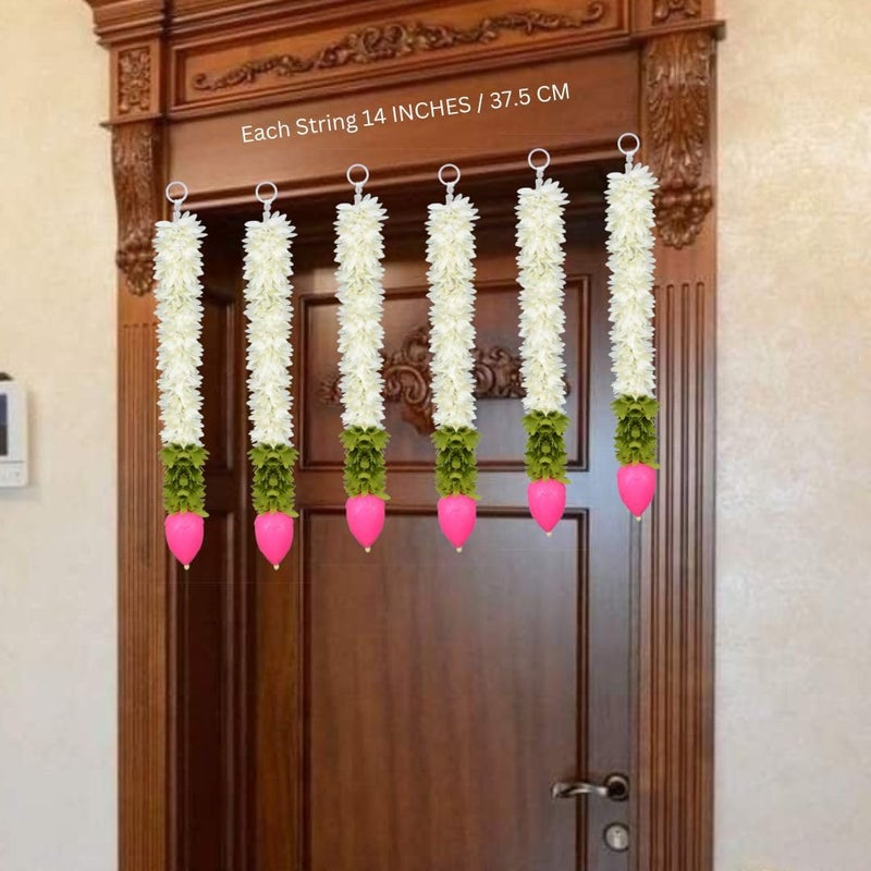 GLADNEST GLADNEST Jasmine Lotus Bud Hangings for 14 Inches 375 CM Pack of 5 Artificial Garland Backdrop for Pooja Home Office Door Laktan  - Image 3